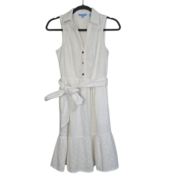 Draper James RSVP Eyelet Shirtdress tie waist Nautical picnic romantic white - Picture 2 of 8